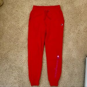 Champion Reverse Weave pink logo red joggers sweatpants Size S